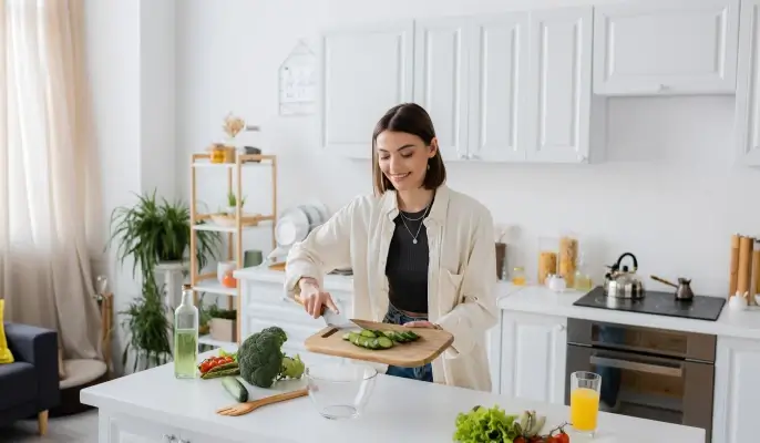 woman preparing healthy food
